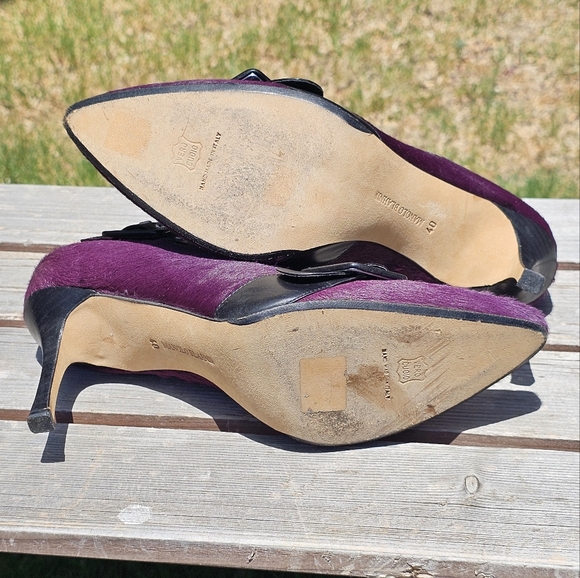 Manolo Blahnik purple cowhide ankle boots - Picture 7 of 9